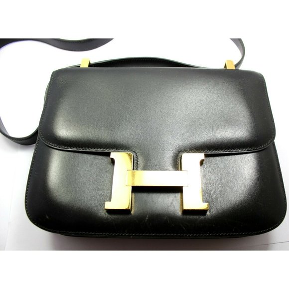 AUTHENTIC HERMES 23CM BLACK BOX LEATHER GHW CONSTANCE HANDBAG - Picture 3 of 8